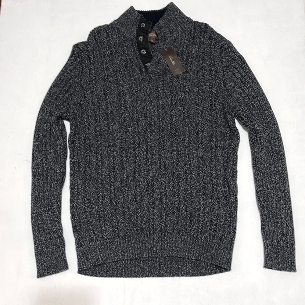 Tasso Elba NWT Men Black Marble Sweater Size L